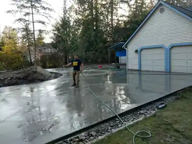 Circular Driveway Around Island by Redmond Concrete, Puget Sound area