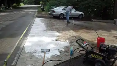 Stamped Concrete Clean & High-Gloss Seal: concrete patio and wall work by Redmond Concrete, concrete contractor serving Kirkland (photo 2 of 6)