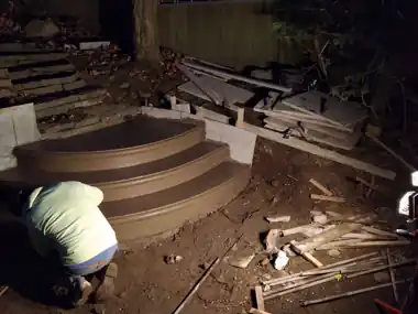 Tulalip California Curve Patio & Wraparound Steps in Tulalip, WA: concrete patio and wall work by Redmond Concrete (photo 7 of 7)
